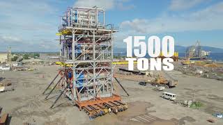 PhilippinesRavago 1500 Tons Refinery Module LoadoutSPMT SPT Multiaxle Cranes Rent Hire [upl. by Nevad96]