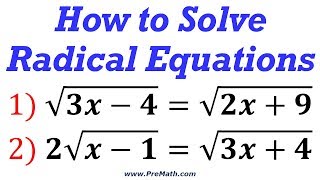 How to Solve Radical Equations that have Radicals on Both Sides  StepbyStep Explanation [upl. by Nnayar]