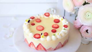 Fraisier with Cream Diplomat  French Strawberry Cake  Strawberry Cake  Nattharinkitchen [upl. by Savage]