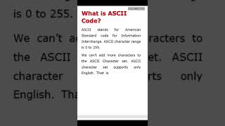 what is ASCII code ASCII code java shorts education [upl. by Onoitna]