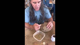 Mending a crack on green ware pottery [upl. by Aizat]