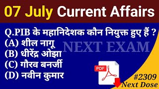 Next Dose 2309  7 July 2024 Current Affairs  Daily Current Affairs  Current Affairs In Hindi [upl. by Borras]