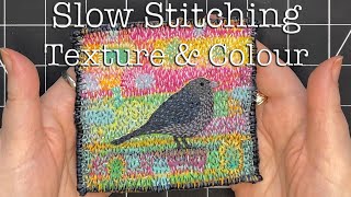 How to Add Texture and Depth to Slow Stitching Junco Bird Textile Art Collage [upl. by Name303]