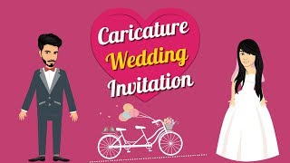 Latest Caricature Wedding Invitation Video 2019  Caricature Cartoon Save The Date [upl. by Koeppel]