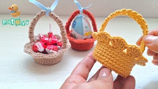 Tejiendo en tiempo récord😱 MINI CANASTITAS a crochet en minutos ⏱️ [upl. by Ecienahs761]