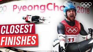 Top 5 Closest luge finishes at the Olympics [upl. by Ninnahc]