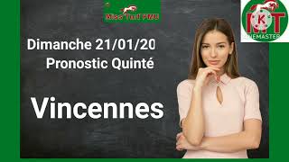 Pronostic Quinté du dimanche 21 janvier 2024 à Vincennes R1C4 missturfpmu [upl. by Einaj]