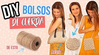 DIY 3 bolsos  Convierte un trozo de cuerda en tres bolsos de verano  FÃCIL y BARATO [upl. by Yentuoc]