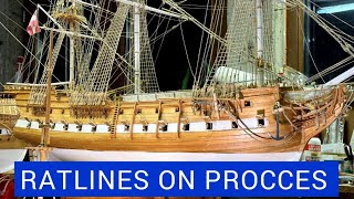 Building Ship Model Ratlines and Shrouds on Procces  The Carolina 165 [upl. by Dihahs]