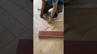 Desert Oak Laminate Herringbone Fitting Process [upl. by Noseaj]