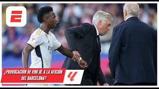 Vinicius Jr provoca a la afición de Barcelona es abucheado y Ancelotti lo reprende  LaLiga [upl. by Adalheid704]