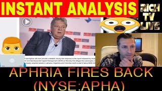 Aphria CEO Vic Neufeld fires back at shortsellers vows our side of the story NYSE APHA [upl. by Toogood159]