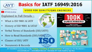 What is IATF 16949  2016  Basics for IATF 169492016  IATF 16949  2016 AQMS Clauses aytindia [upl. by Enilada]