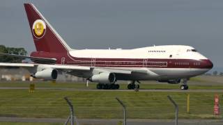 Boeing 747SP VPBAT Qatar Government jet at Prestwick Airport [upl. by Martens]