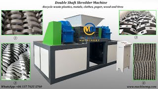 Top 3 strong double shaft shredder shredding recycling waste plastic wood metal clothes paper [upl. by Nisotawulo]