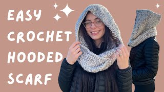 Crochet Easy Hooded Scarf Tutorial [upl. by Ide]