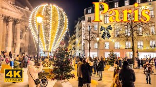 Paris France🇫🇷  Christmas In Paris  December 2022 4KHDR  Christmas Lights  A Walk In Paris [upl. by Sakmar]