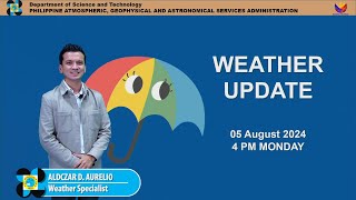 Public Weather Forecast issued at 4PM  August 05 2024  Monday [upl. by Arhsub186]