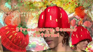 Crochet Strawberry Beanie tutorial [upl. by Assetan]