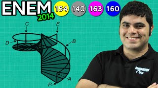 ENEM 2014 Matemática 25  Projeção Ortogonal da Escada Caracol com pegadinha [upl. by Gorlicki]