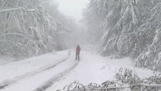 STORM CENTER Noreaster bears down bringing heavy snow and strong winds [upl. by Nyrmak]