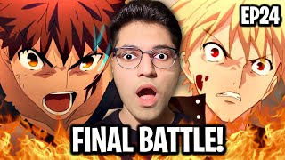 SHIROU vs GILGAMESH  FateStay Night Unlimited Blade Works Episode 24 REACTION [upl. by Aserehc870]