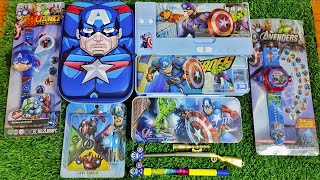 Biggest Collection of Captain America Stationery item🤩WatchPencilPen Unboxing🥰toystoyscollection [upl. by Chapland]