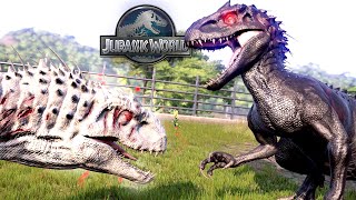 INDOMINUS REX BLACK vs WHITE DINOSAURIOS SUPERHIBRIDOS JURASSIC WORLD EVOLUTION [upl. by Resiak]