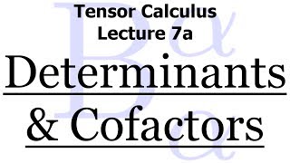 Tensor Calculus Lecture 7a Determinants and Cofactors [upl. by Arahsit590]