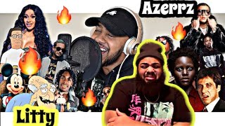 AZERRZ  Hit Rap Songs in Voice Impressions 2  REACTION [upl. by Iem322]