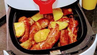 Linguiça Com Batata na Airfryer  Fácil e Gostoso 😋 [upl. by Leimaj]