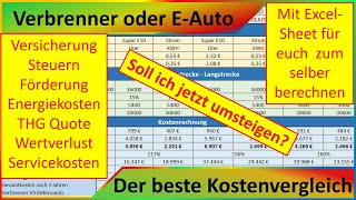 Vergleich Kosten Benzin und Diesel vs Elektroauto lohnt sich der Umstieg vom Verbrenner Günstiger [upl. by Anerul903]