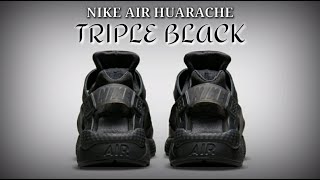 NIKE AIR HUARACHE  TRIPLE BLACK 2021  DETAILED LOOK  PRICE [upl. by Aleda106]