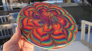 Lets Try a Floral Split Cup Technique  Disc Golf Floetrol Dye Tutorial fluidart acrylicpainting [upl. by Nylesor783]