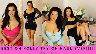 MOST GLAMOROUS OH POLLY MINI DRESS TRY ON HAUL FOR THE HOLIDAYS BLACK FRIDAY SALE EMILY MONKS ❤️ [upl. by Yablon]