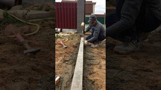 How to install a sidewalk curb 🦾 landscape pavers construction work sidewalk garden [upl. by Akimat]