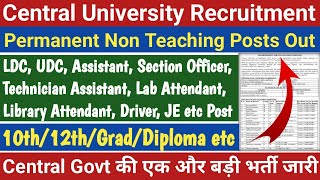 Central University Non Teaching Staff Recruitment 2024  Permanent Central Govt Jobs CUJ Vacancy [upl. by Ayram685]