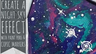 How To Create An Epic Night Sky Effect With Copic Markers And Paint Pens [upl. by Anrahs264]