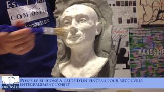 Comment faire  Moulage en 2 parties dune tête sculptée en silicone [upl. by Irrab735]