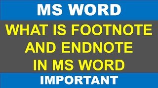 WHAT IS FOOTNOTE AND ENDNOTE IN MS WORD  how to use footnote in ms word in hindi [upl. by Brooking]