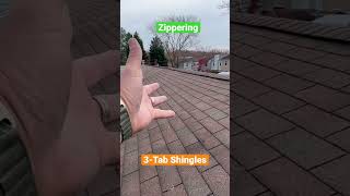 Zippering three tab shingle damage wind storm roof storm diy repair realestate damage yt [upl. by Onder]