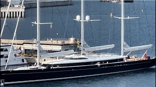 SEA EAGLE II aka Royal Huisman arriving and docking in MC Three Mast Schooner emmansvlogfr [upl. by Hanimay]