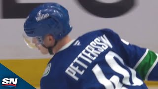 Canucks Elias Pettersson Finishes PowerPlay In Style Vs Flames [upl. by Weyermann]