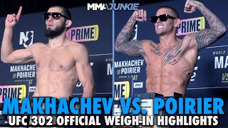 Islam Makhachev Dustin Poirier Make Weight For UFC 302 Title Fight  Highlights [upl. by Romeu]