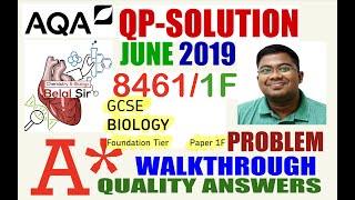 AQA GCSE Biology 84611F June 2019 QP 1F Solved [upl. by Kcirdot620]