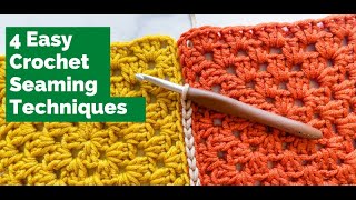 HOW TO JOIN CROCHET SQUARES AND SEAMS 4 Easy Crochet Seaming Techniques for Beginners [upl. by Crichton]