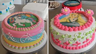 Decoración de tortas para niñas fáciles con papel comestible y crema chantilly [upl. by Gintz]