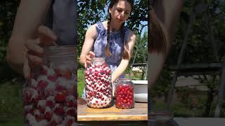 Woman is making Ukrainian cherry drink quotvyshnyakquot in the village Step 1 [upl. by Najib]