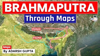 Brahmaputra River System Through Map  Tributaries of Brahmaputra  UPSC Prelims amp Mains [upl. by Hultgren984]