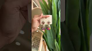 Beautiful multi colour earrings for diwali 🪔🎇diwali trending earrings satisfying jewellery diy [upl. by Arytahs]